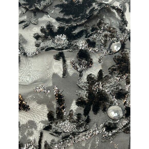 VTG Top Women SZ 10 y2K Black Burnout Velvet 90s  Whimsigoth Sheer Witchy Event - Picture 9 of 10